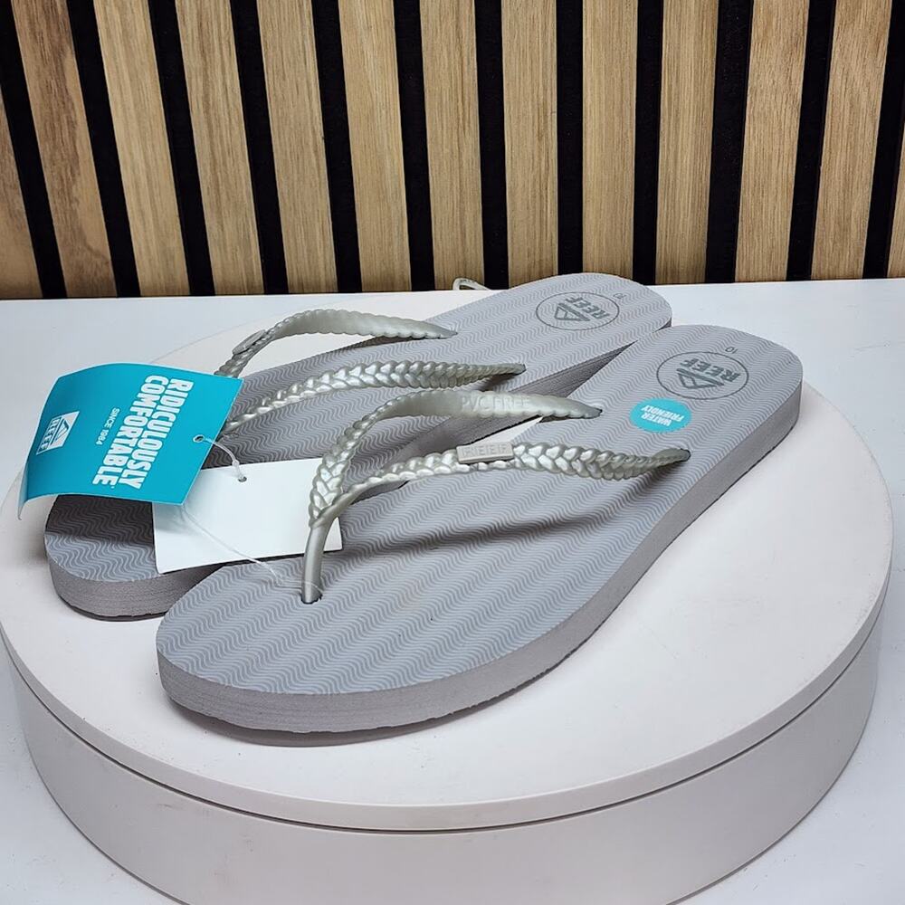 NEW - REEF Seaside Womens Silver Thong Sandals Water Friendly Flip Flops Size 11 - Picture 4 of 7